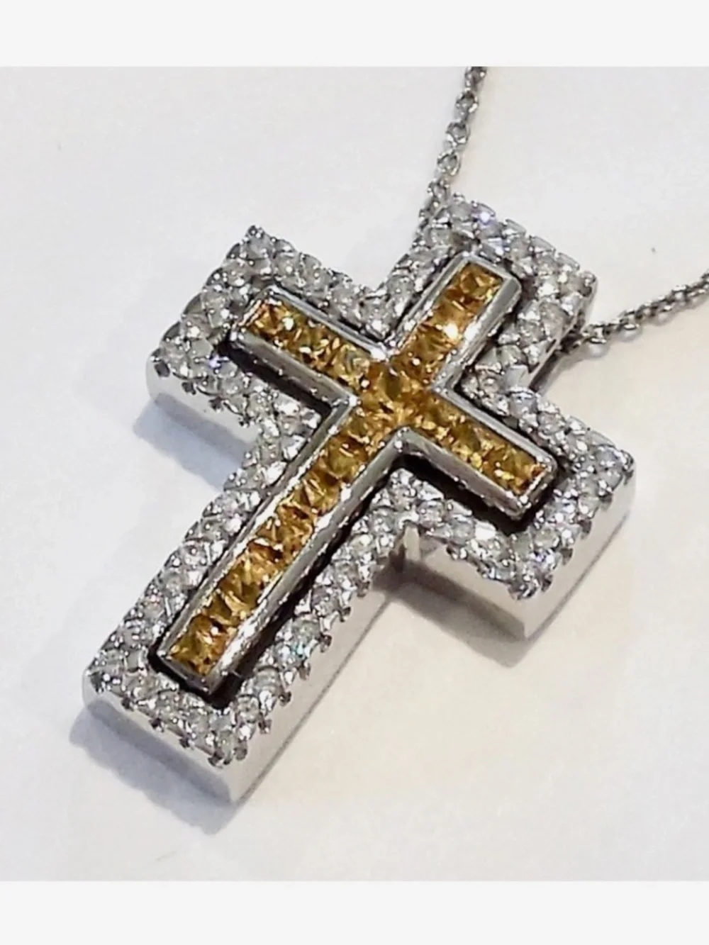18K DIAMOND & SAPPHIRE 1.5ctw 3 CROSS INTERCHANGEABLE Pendant 18
